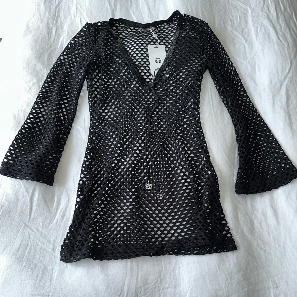 NWT Thalassa Boom Black Crochet Swimsuit Coverup in a size small. - Picture 2 of 4